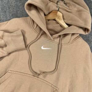 Nike Hoodie Womens Small Tan Phoenix Fleece Oversized Pullover Sweatshirt